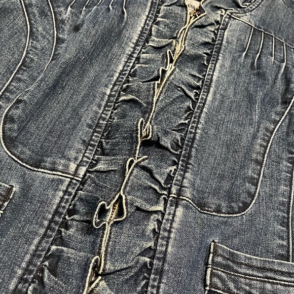 Ladies SZ XL Sweet Ruffled Denim Jacket - Picture 6 of 9
